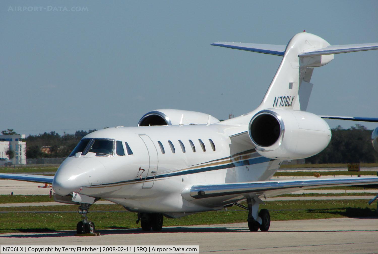 N706LX, 1999 Cessna 750 Citation X C/N 750-0073, Executive visitor to Sarasota in Feb 2008