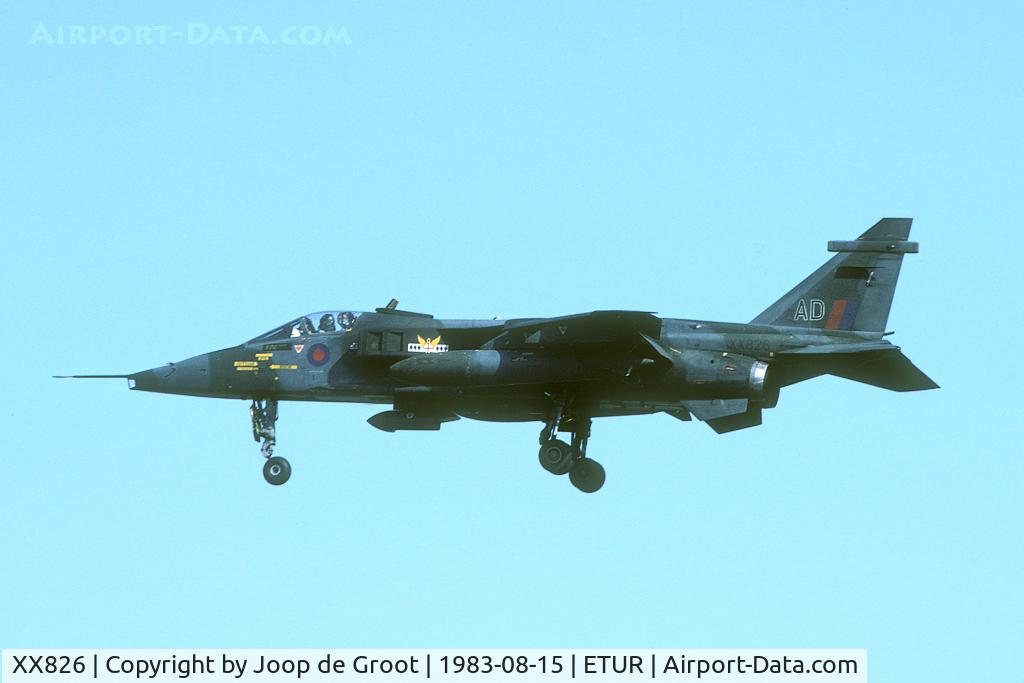 XX826, 1975 Sepecat Jaguar GR.1 C/N S.75, On a normal day over 20 different Jaguars could be seen on Brüggen. This 14 Sq Jag is one of these.