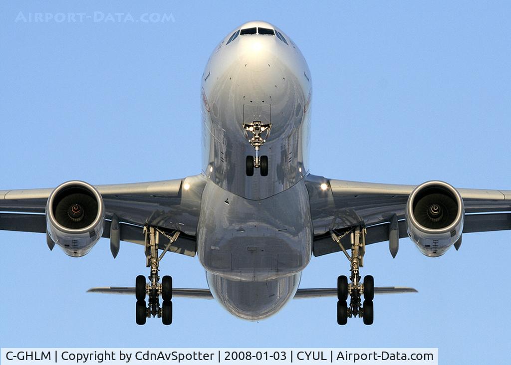 C-GHLM, 2001 Airbus A330-343 C/N 0419, On short final for 24R in the setting sun