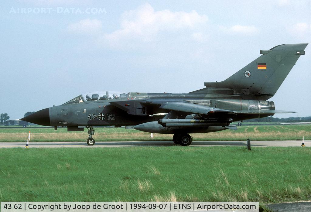 43 62, Panavia Tornado IDS C/N 165/GS035/4062, When the RF-4 was withdrawn MFG1 also stood down as Tornado unit. Newly formed AG51 received many former Navy Tornadoes as can be seen on the colors of this one.