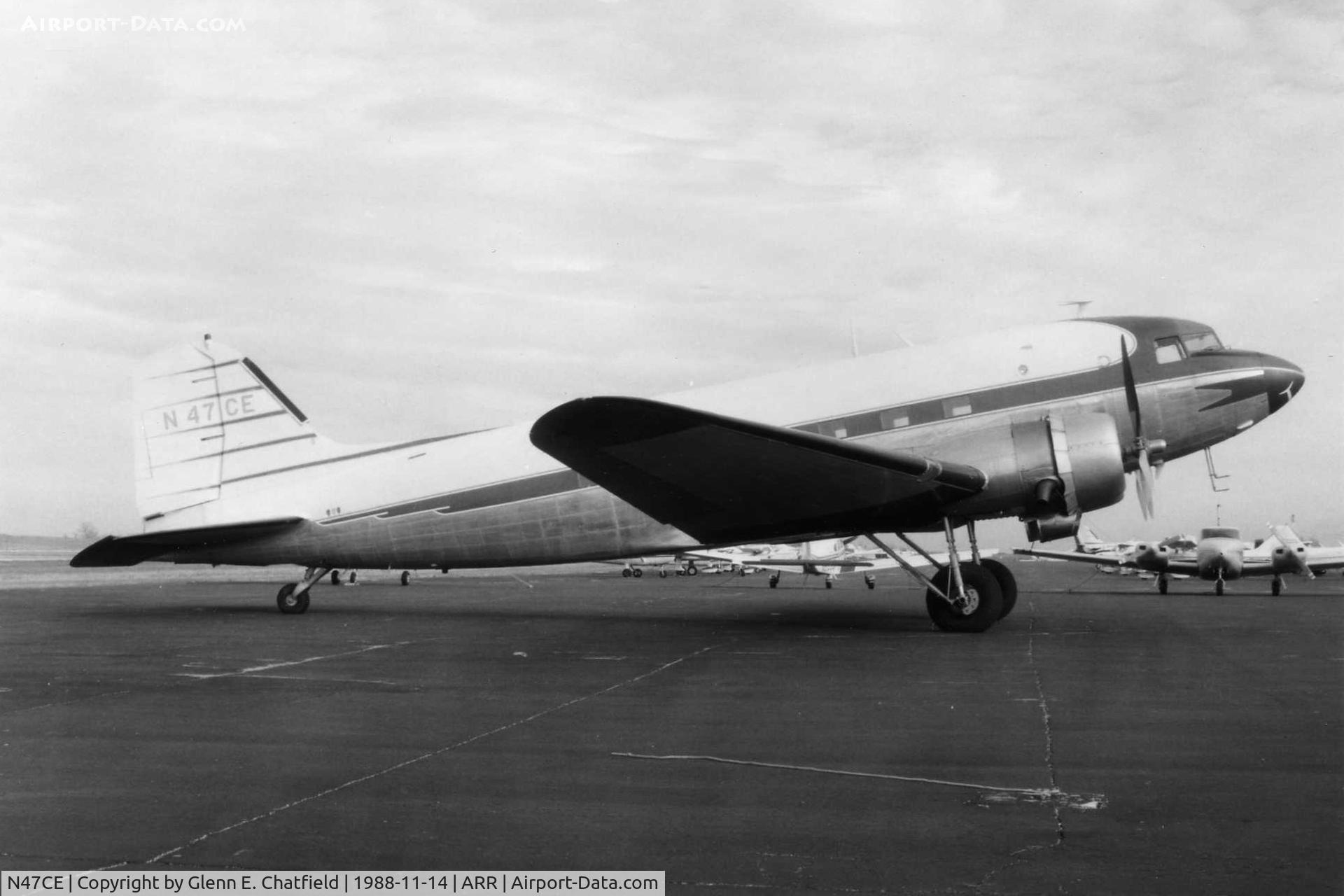 N47CE, 1944 Douglas DC3C-S1C3G (C-47A) C/N 13456, Photo taken for aircraft recognition training. fatal crash 4/89