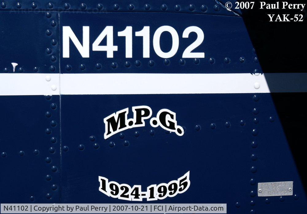 N41102, 1986 Yakovlev Yak-52 C/N 866508, The memorial tag