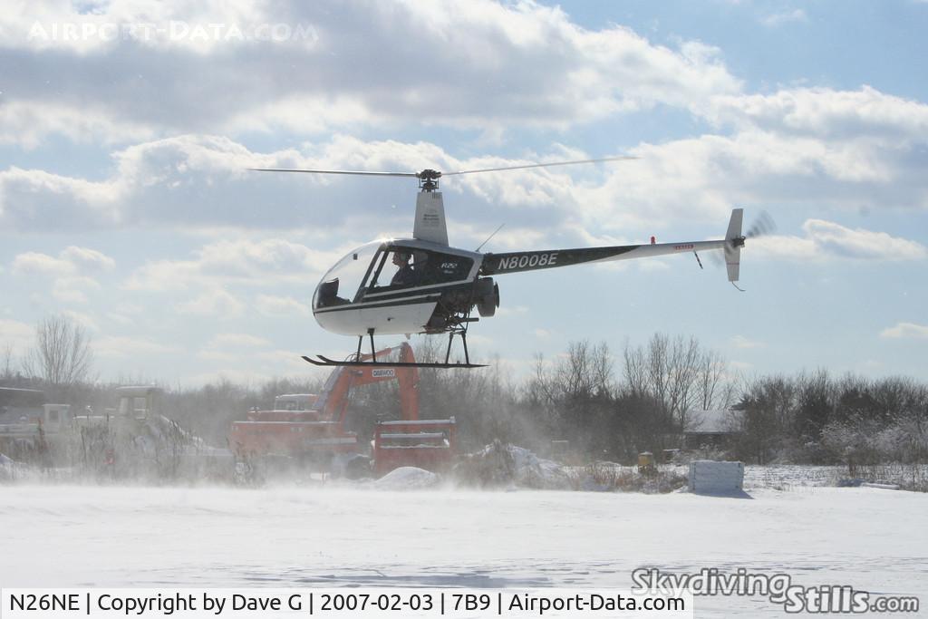 N26NE, 1993 Robinson R22 BETA C/N 2353, N8008E (former registration of N26NE) blowing up a cloud of snow