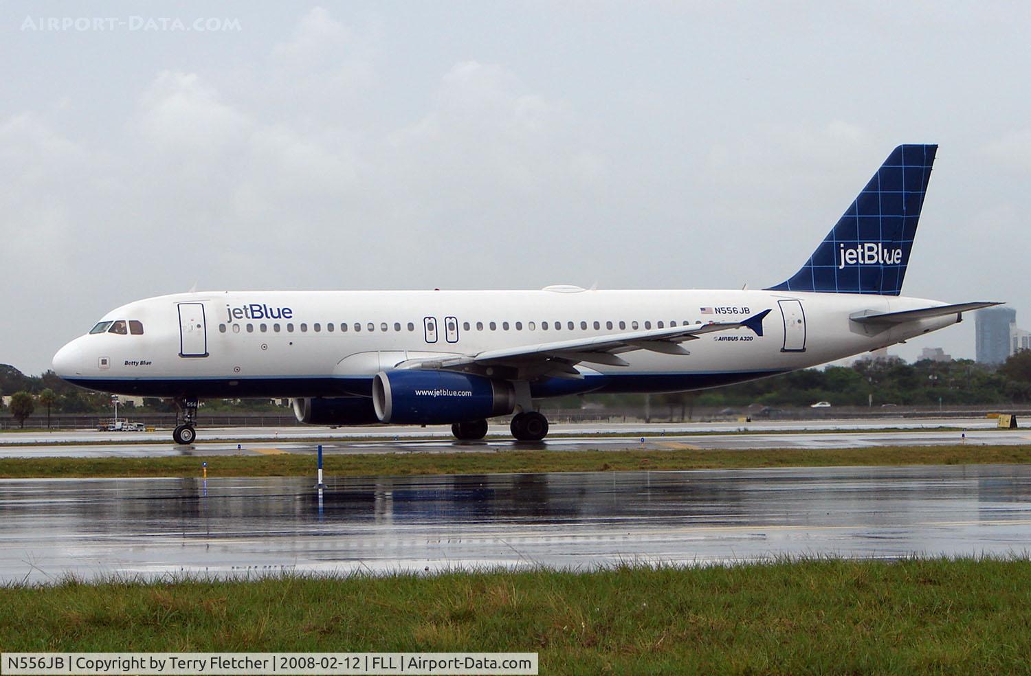 N556JB, 2002 Airbus A320-232 C/N 1904, One of 15 aircraft waiting in line for departure after storms temporarily closed depatures from Ft Lauderdale Int