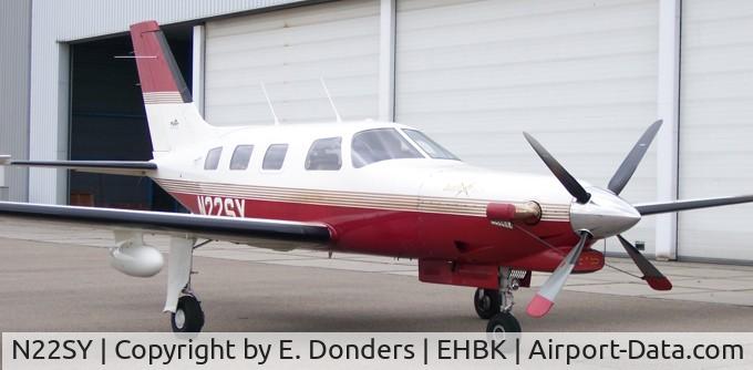 N22SY, 1997 Piper PA-46-350P Malibu Mirage C/N 4636122, Parked at Maastricht-Aachen airport
