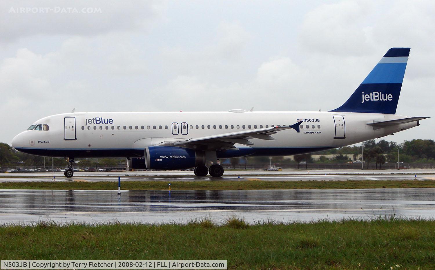N503JB, 1999 Airbus A320-232 C/N 1123, Jetblue A320 on a miserable afternoon at FLL