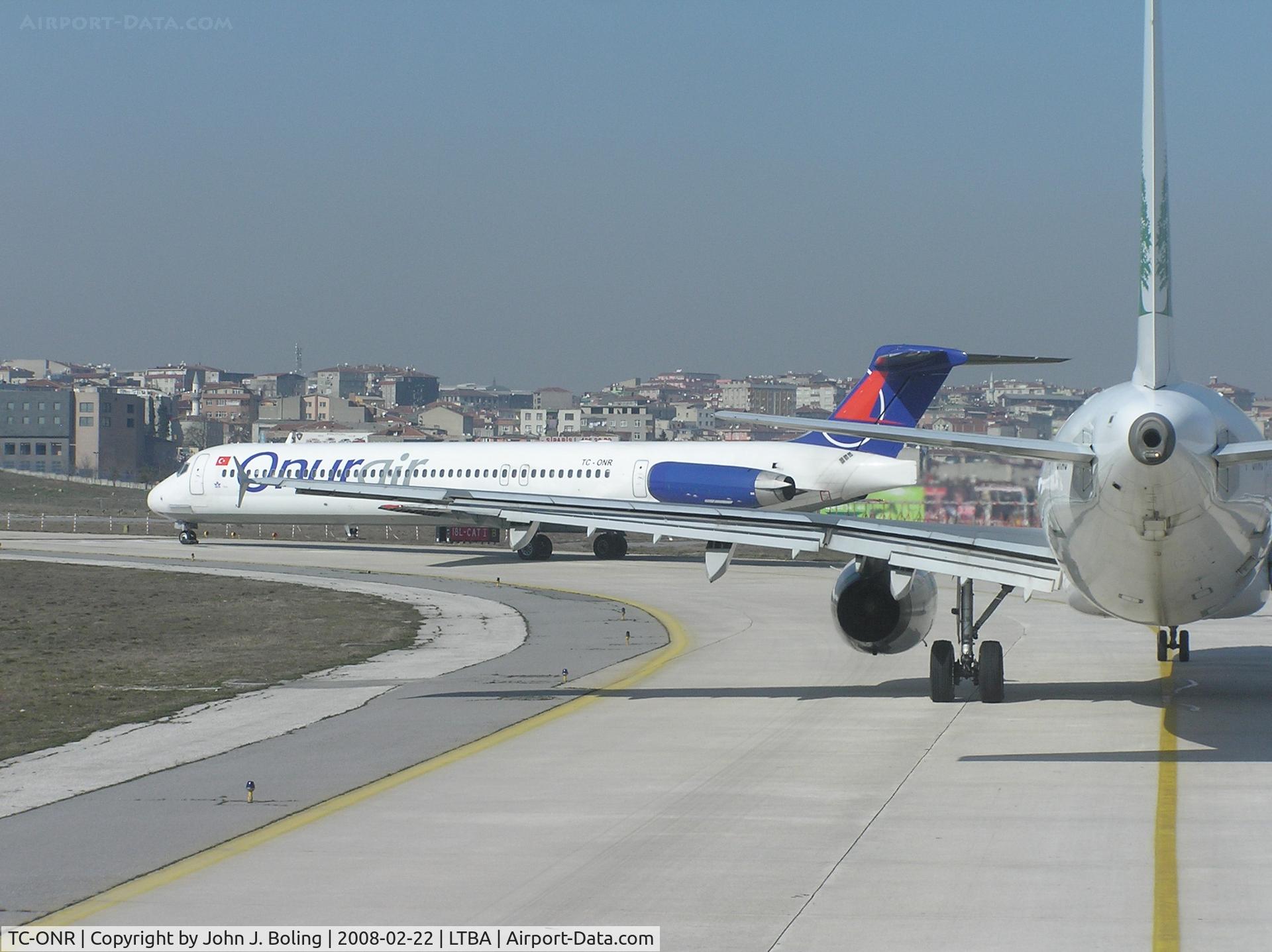 TC-ONR, 1997 McDonnell Douglas MD-88 C/N 53550, Onur Air MD-88 holding short at Istanbul