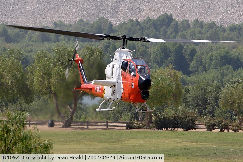N109Z, 1969 Bell AH-1F Cobra C/N 20854, US Forest Service Bell 209 N109Z landing at Hansen Dam Park.
