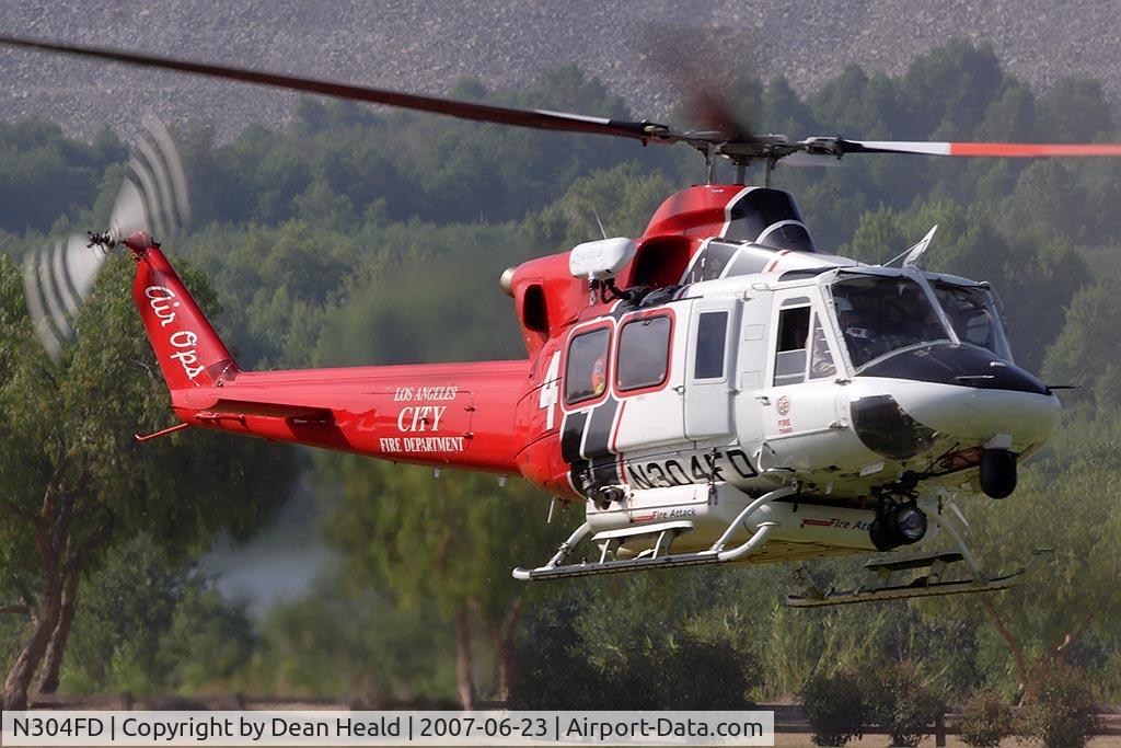 N304FD, 1999 Bell 412EP C/N 36229, LA City Fire 4 Bell 412EP N304FD arriving at Hansen Dam Park.