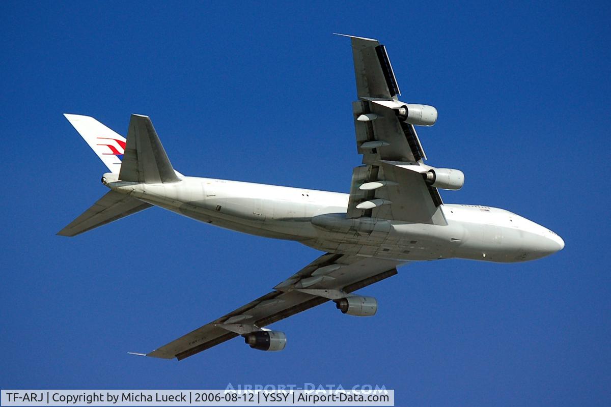 TF-ARJ, 1987 Boeing 747-236SF C/N 23735, Climbing out of Sydney