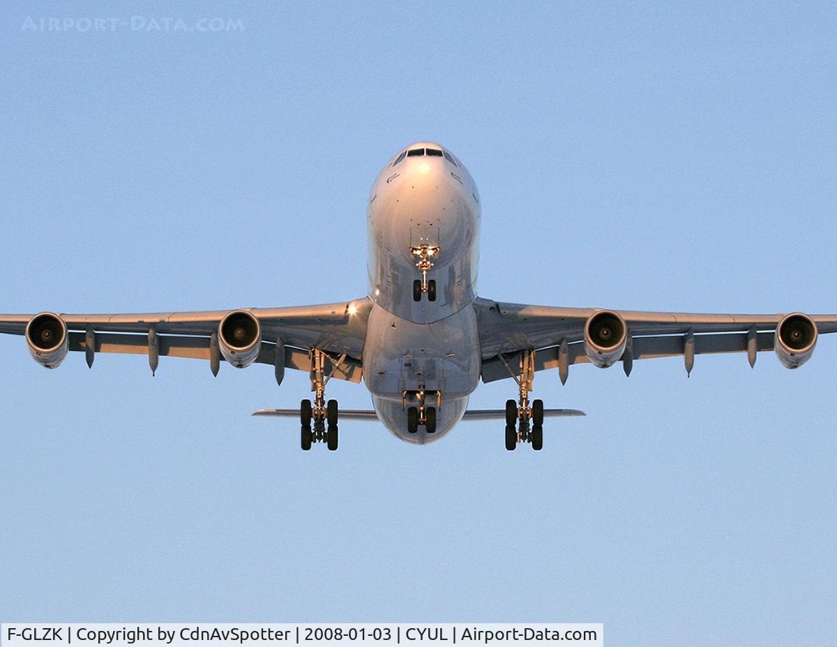 F-GLZK, 1997 Airbus A340-313X C/N 207, Air France A340 from CDG on final for 24R in the setting sun