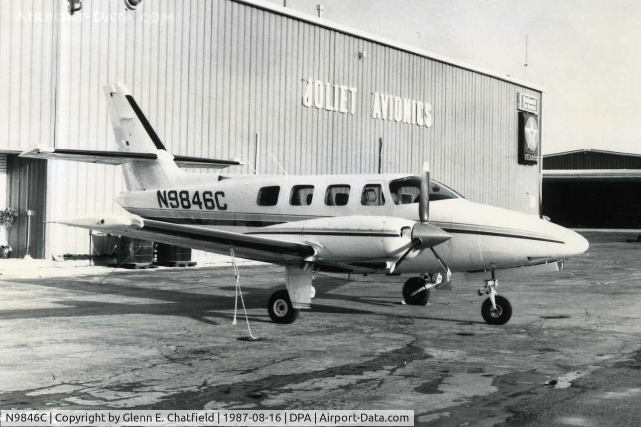 N9846C, 1983 Cessna T303 Crusader C/N T30300217, Photo taken for aircraft recognition training.