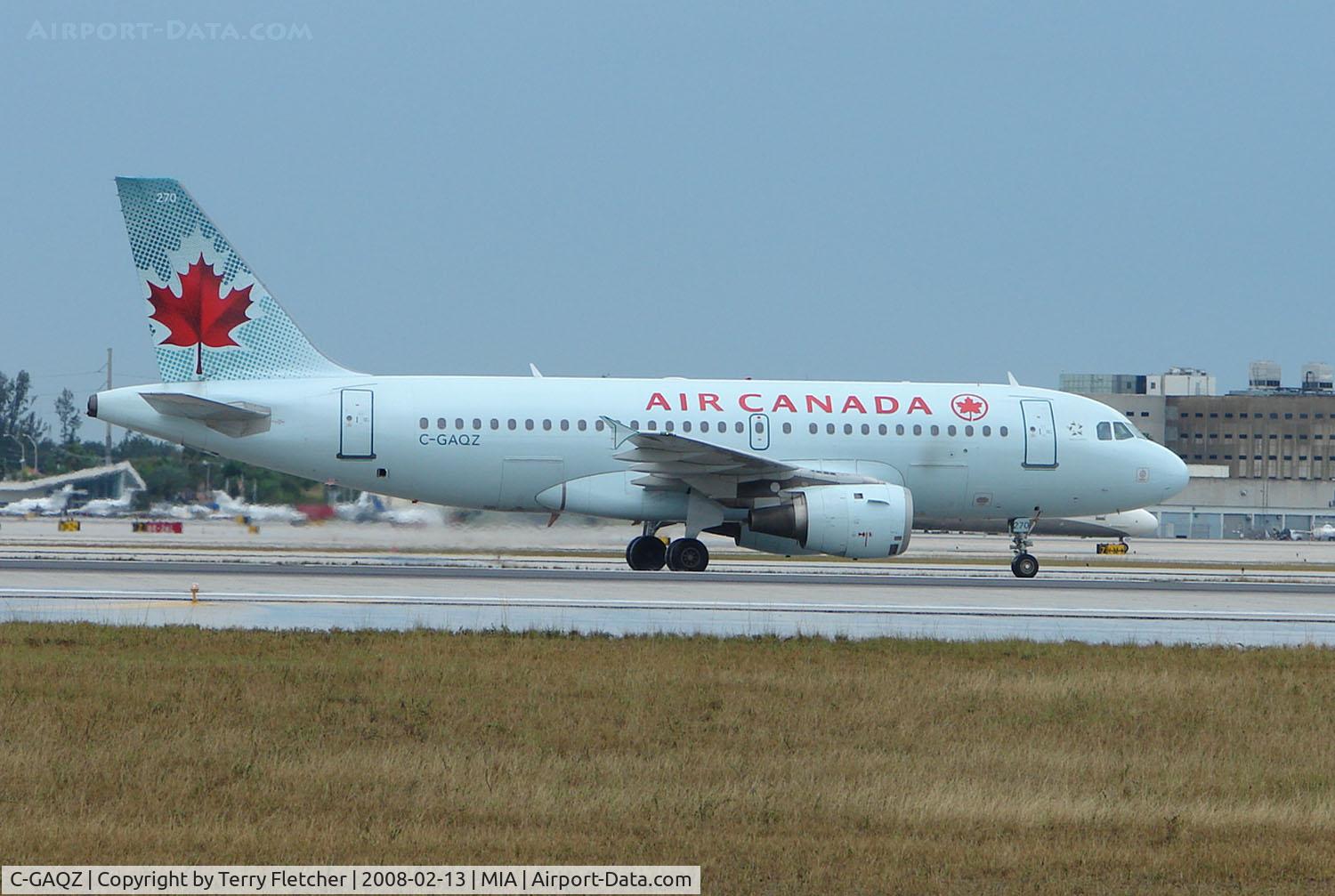 C-GAQZ, 1997 Airbus A319-114 C/N 740, Air Canada A319 at Miami in Feb 2008