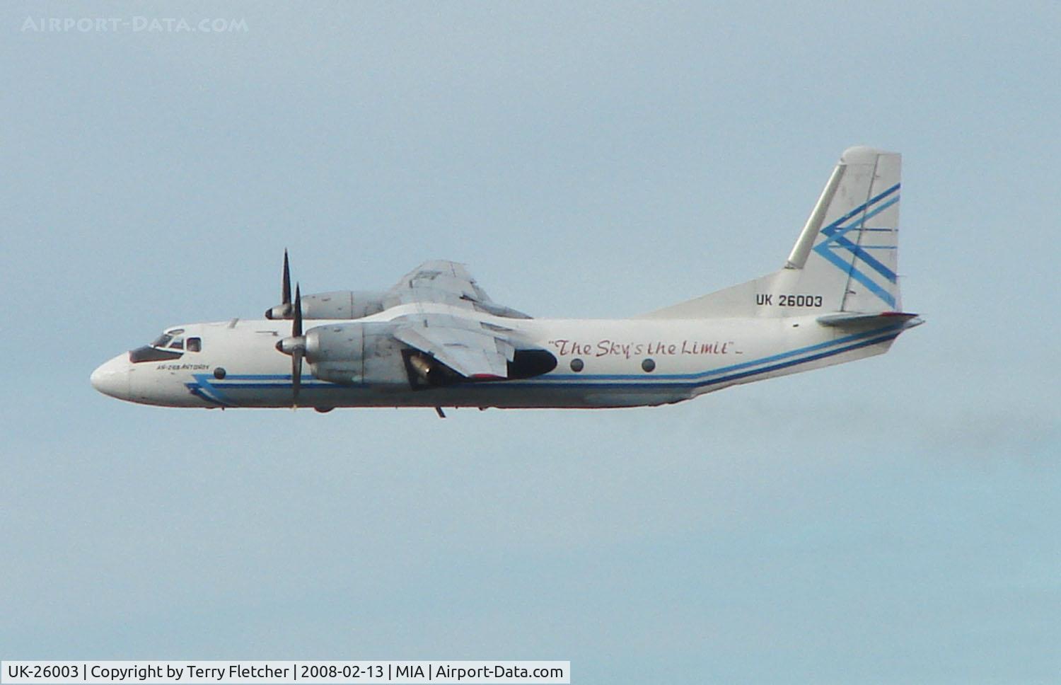 UK-26003, 1980 Antonov An-26B C/N 97310406, Although Ukraine registered this AN26 has been based in Florida for some time now - seen climbing out of Miami in Feb 2008