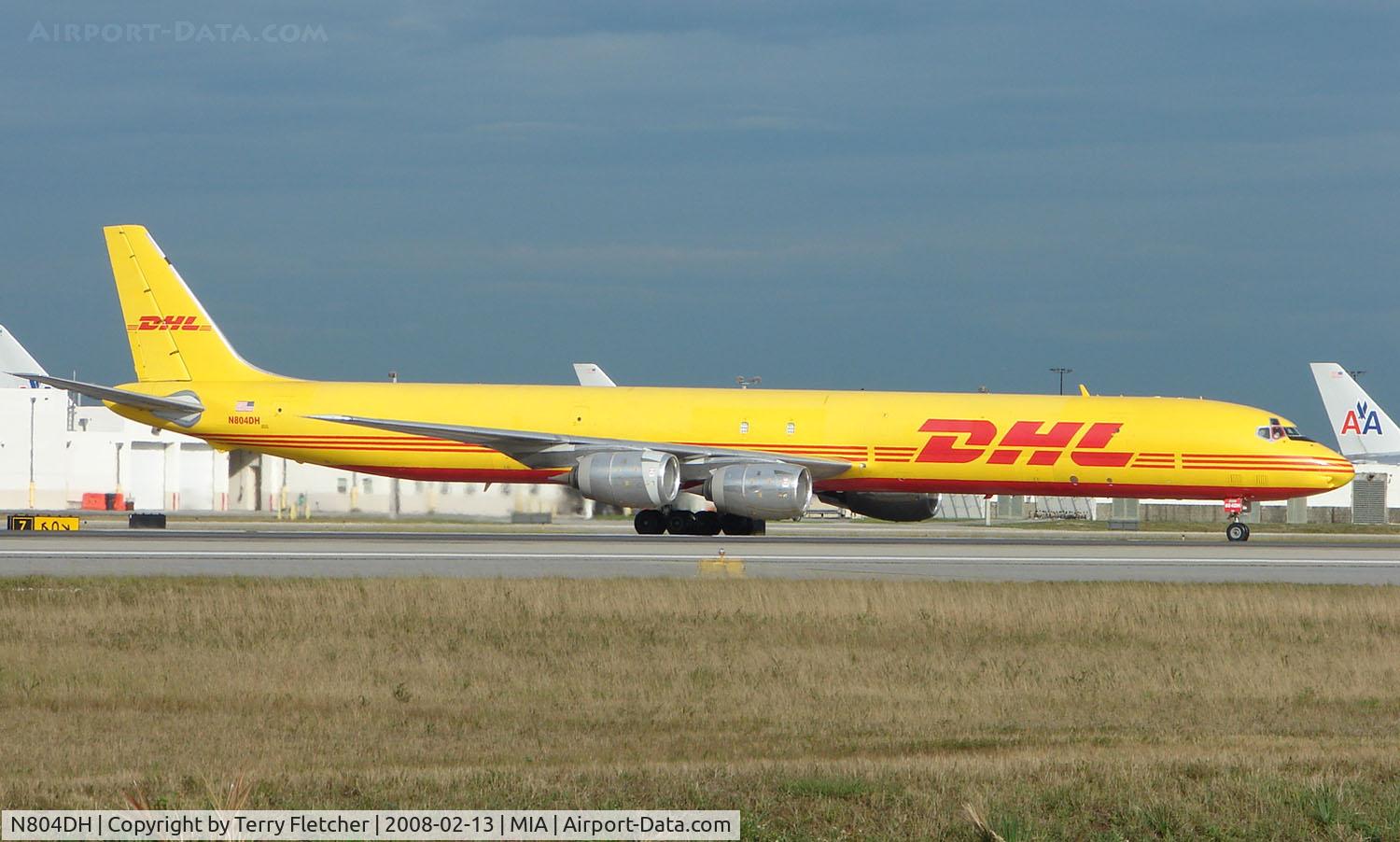 N804DH, 1969 Douglas DC-8-73F C/N 46124, The yellow DHL livery makes this DC-8 appear incredibly long