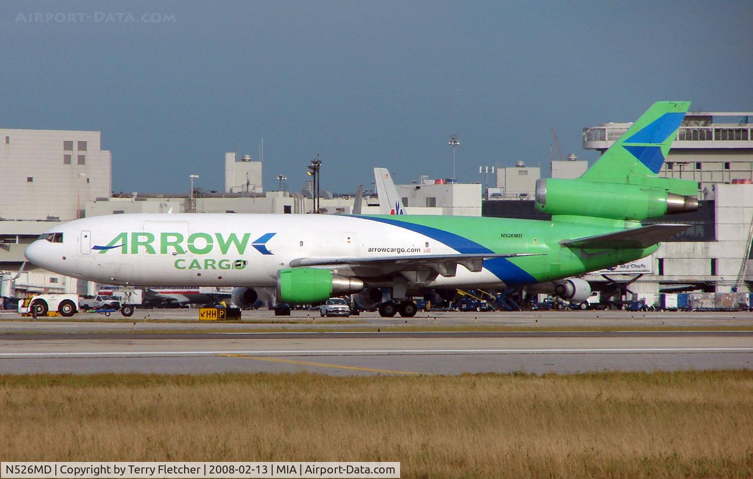 N526MD, 1978 McDonnell Douglas DC-10-30 C/N 46998, Arrow Air DC10 in the shimmering afternoon heat in Miami in Feb 2008