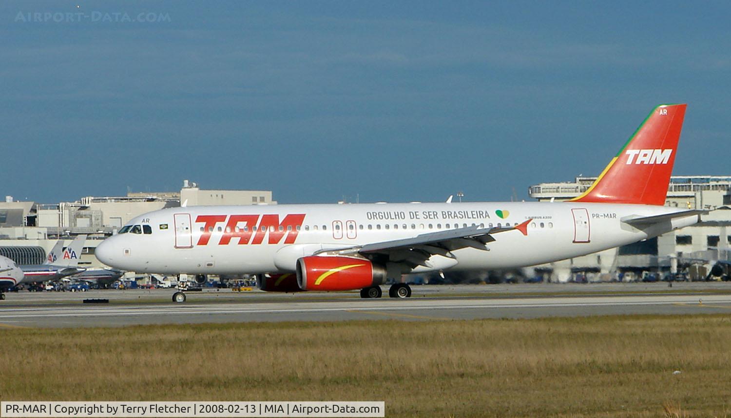 PR-MAR, Airbus A320-232 C/N 1888, TAM A320 arrives Miami in Feb 2008