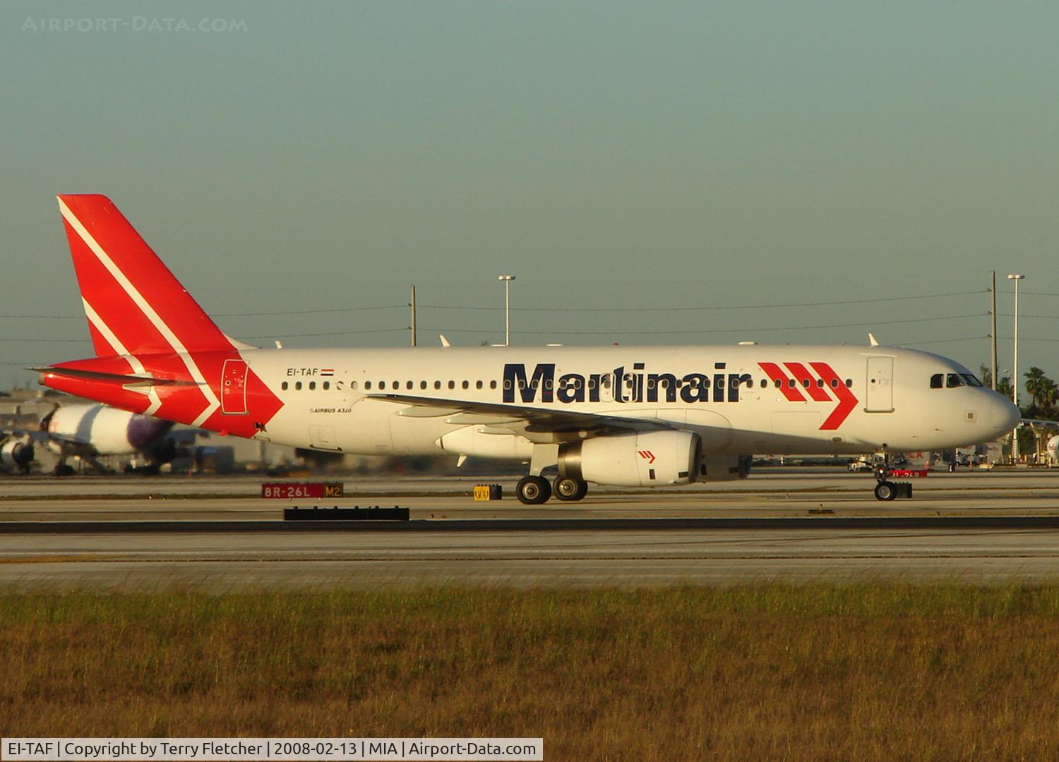 EI-TAF, 2001 Airbus A320-233 C/N 1374, Martinair operate this ex TACA A320 as a feeder for flights to / from Holland