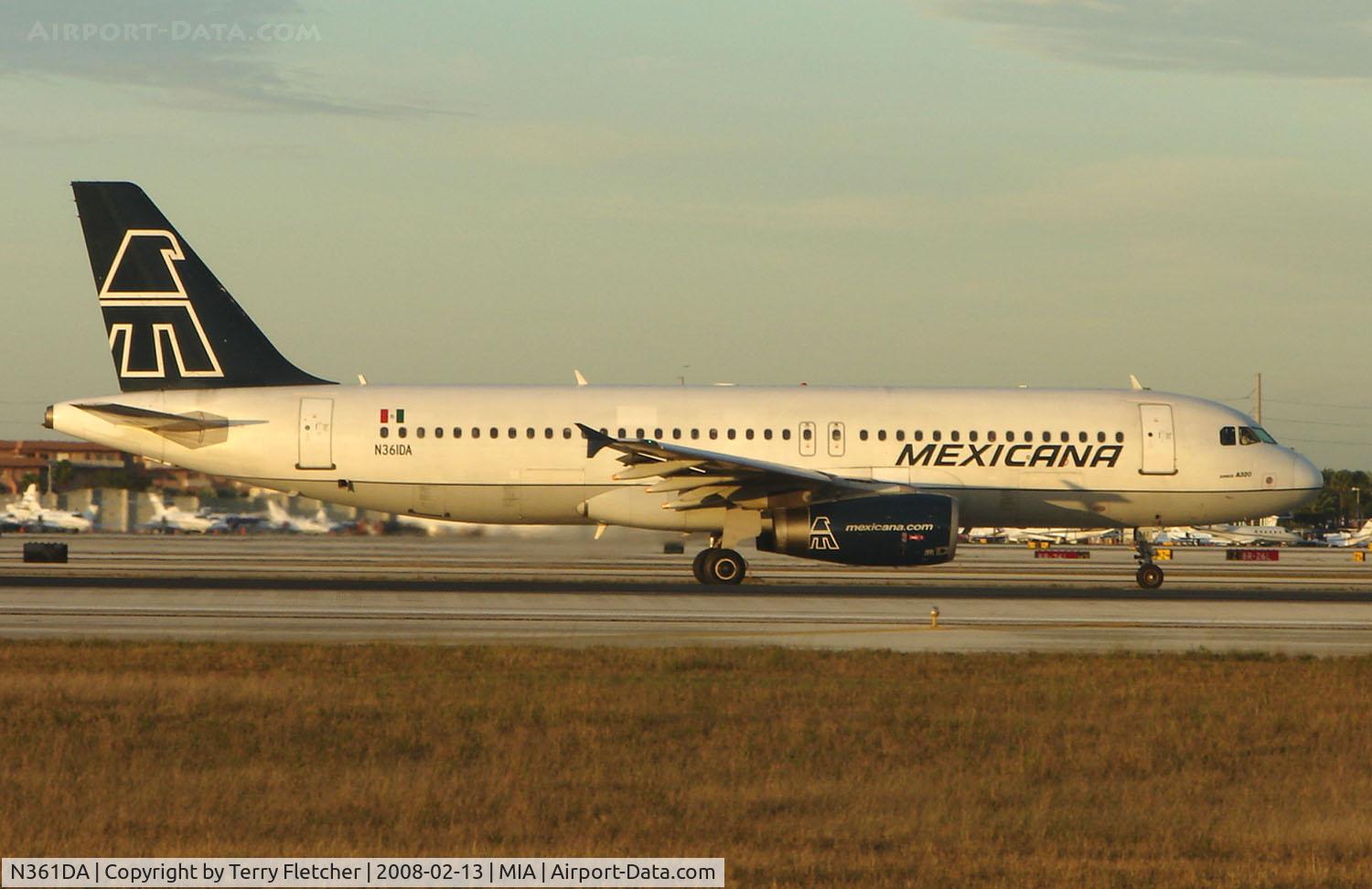 N361DA, 1992 Airbus A320-231 C/N 361, Mexicana A320 had previously operated in Turkey and Holland - seen here at Miami in Feb 2008
