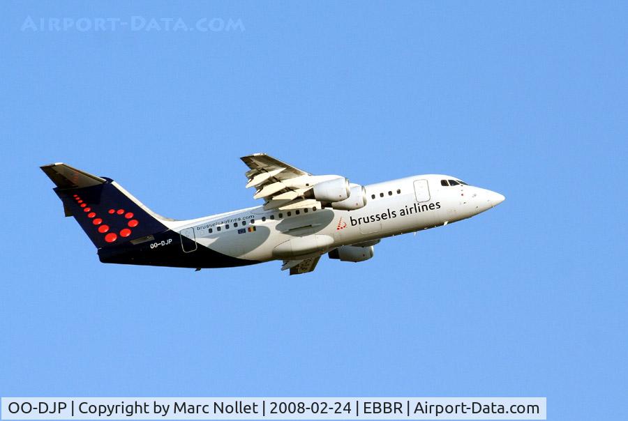OO-DJP, 1996 British Aerospace Avro 146-RJ85 C/N E.2287, Leaving Brussels Airport from rwy 20