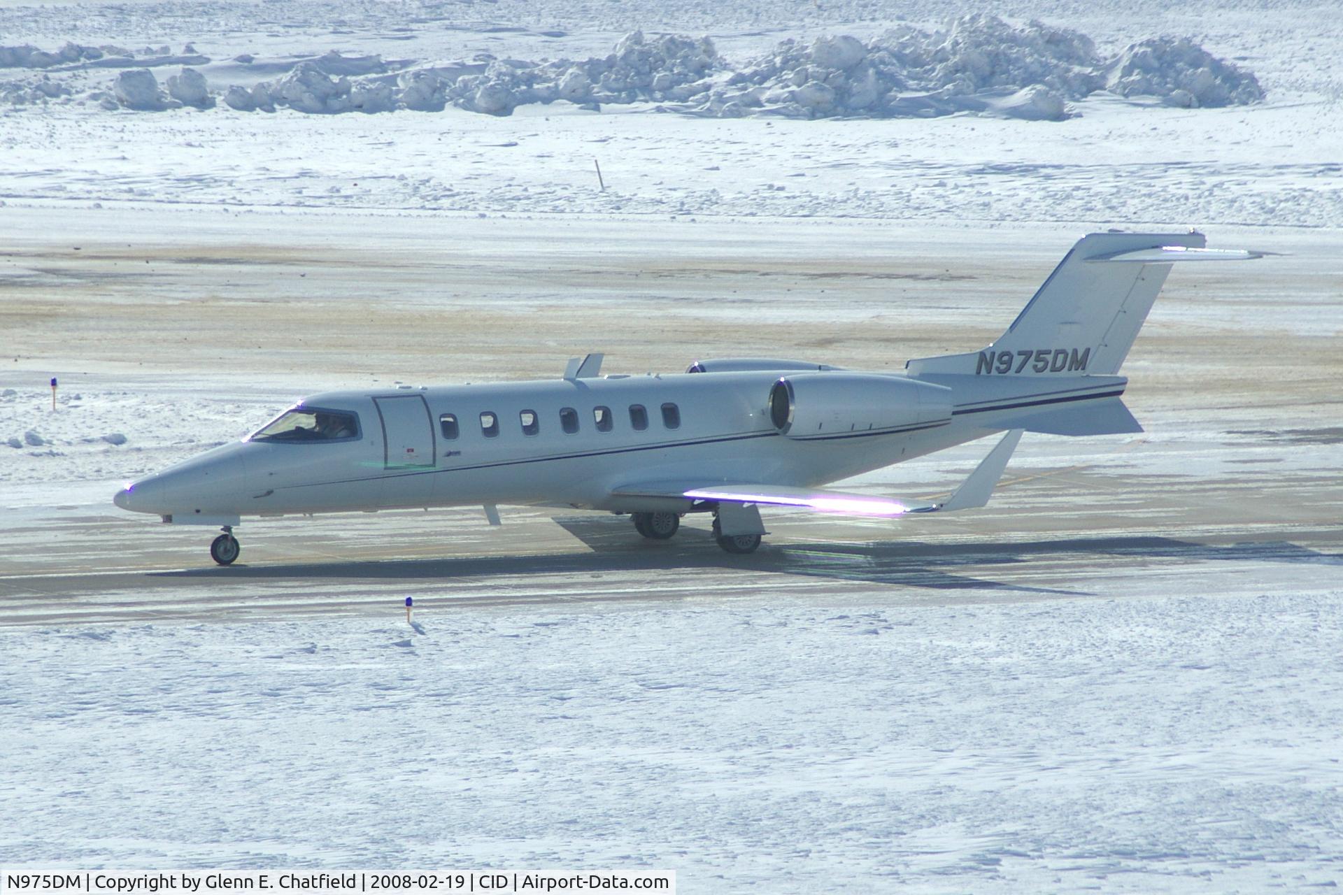 N975DM, 2007 Learjet Inc 45 C/N 2073, Photo taken for aircraft recognition training.  Telephoto shot from the tower taxiing in on Alpha