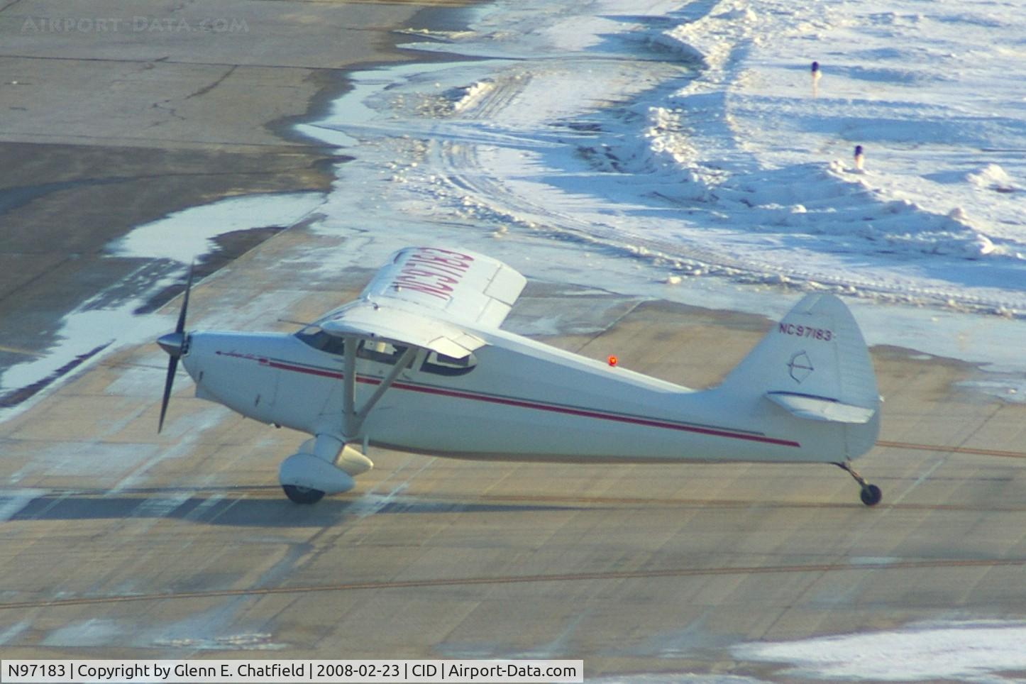 N97183, 1946 Stinson 108-1 Voyager C/N 108-183, Shot from long distance and into the late afternoon sun