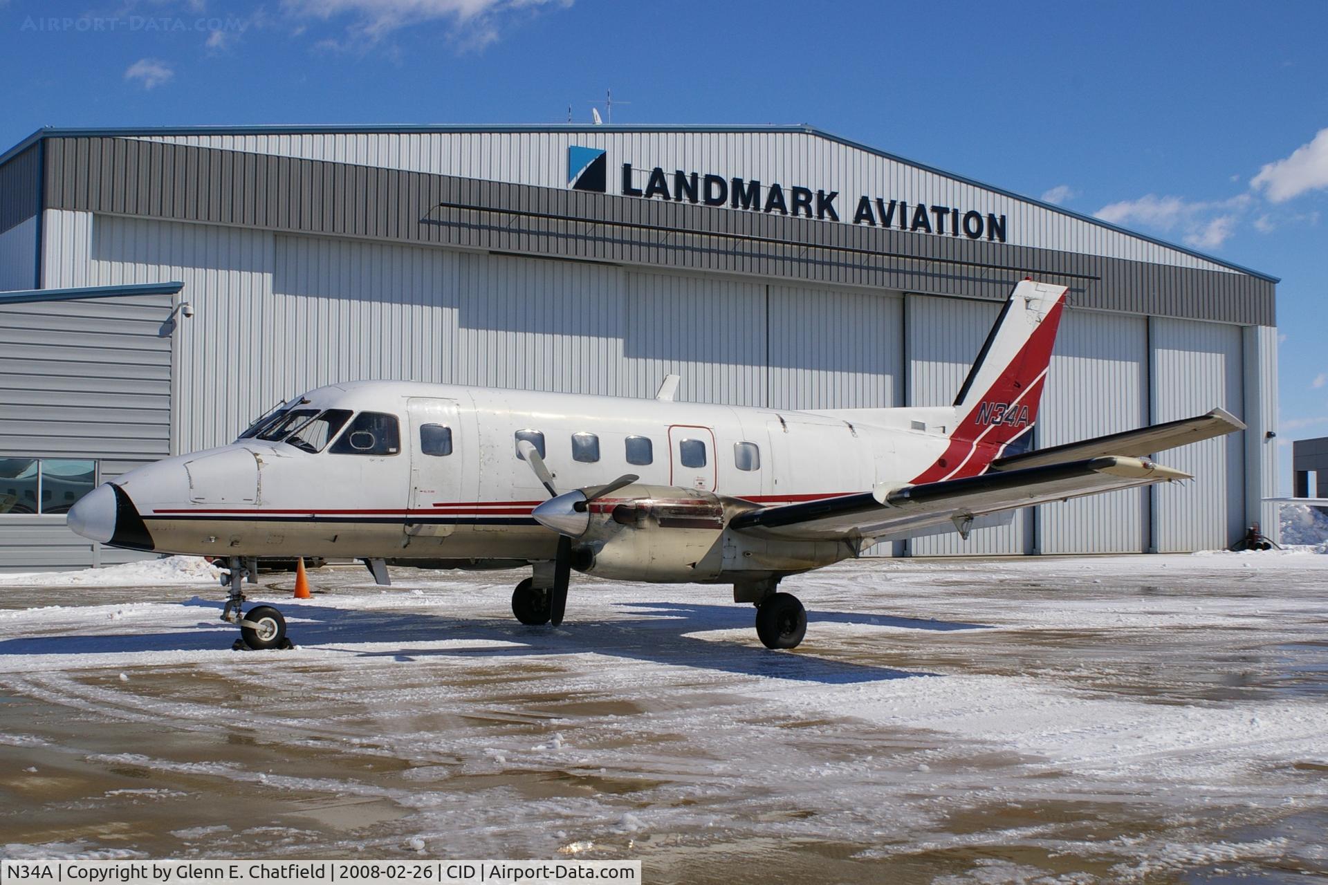 N34A, 1981 Embraer EMB-110P1 Bandeirante C/N 110.350, Photo taken for aircraft recognition training.