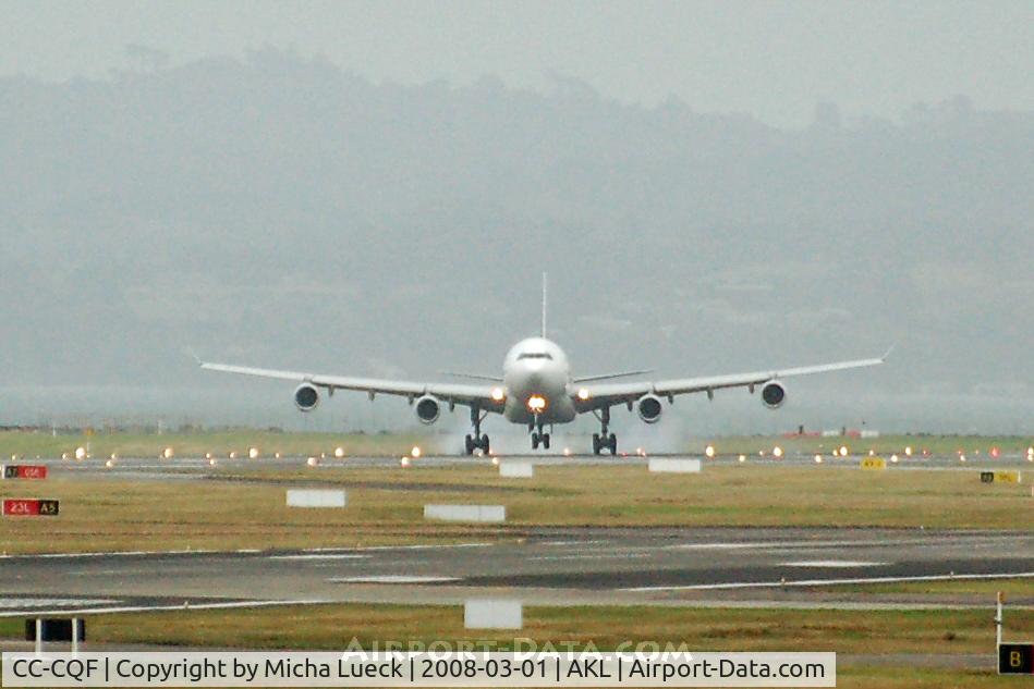 CC-CQF, 2001 Airbus A340-313X C/N 442, Cross-wind touch-down