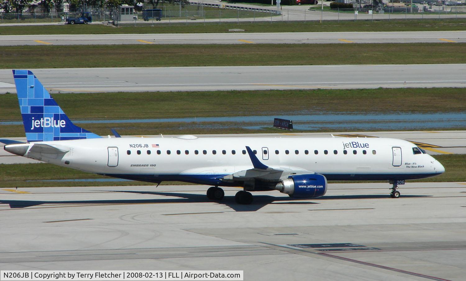 N206JB, 2006 Embraer 190AR (ERJ-190-100IGW) C/N 19000025, Jetblue Embraer 190 at Ft.Lauderdale Int
