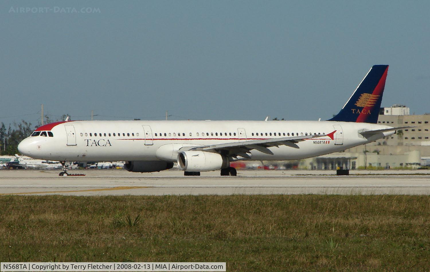 N568TA, 2006 Airbus A321-231 C/N 2687, TACA A321 prepares to depart Miami