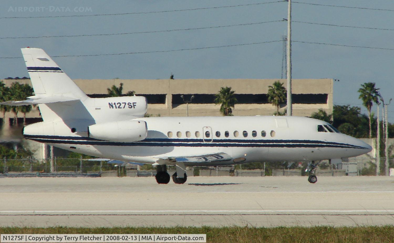 N127SF, 1997 Dassault Falcon 900EX C/N 013, Falcon 900EX about to depart Miami in the mid-afternoon heat