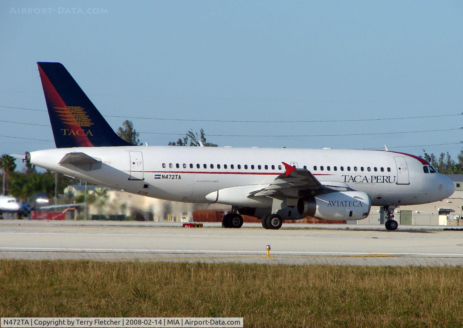 N472TA, 1999 Airbus A319-132 C/N 1113, Taca A319 at Miami