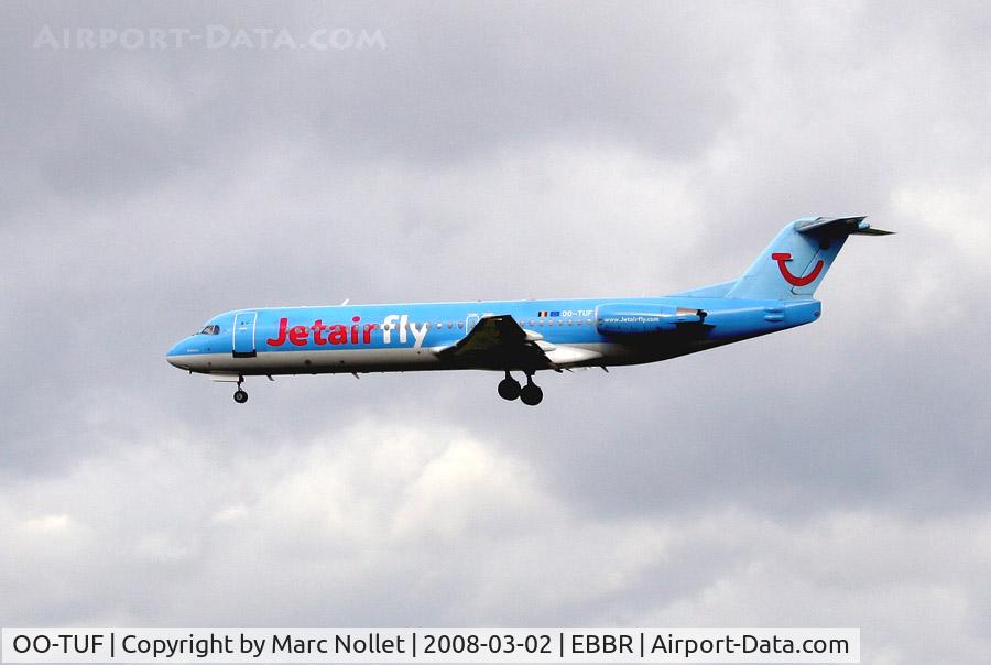 OO-TUF, 1991 Fokker 100 (F-28-0100) C/N 11373, Landing at Brussels Airport