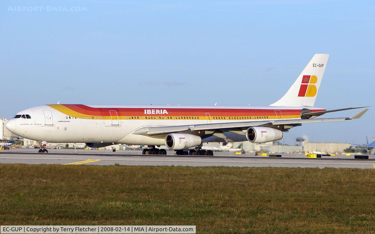EC-GUP, 1998 Airbus A340-313X C/N 217, Iberia A340 about to depart Miami