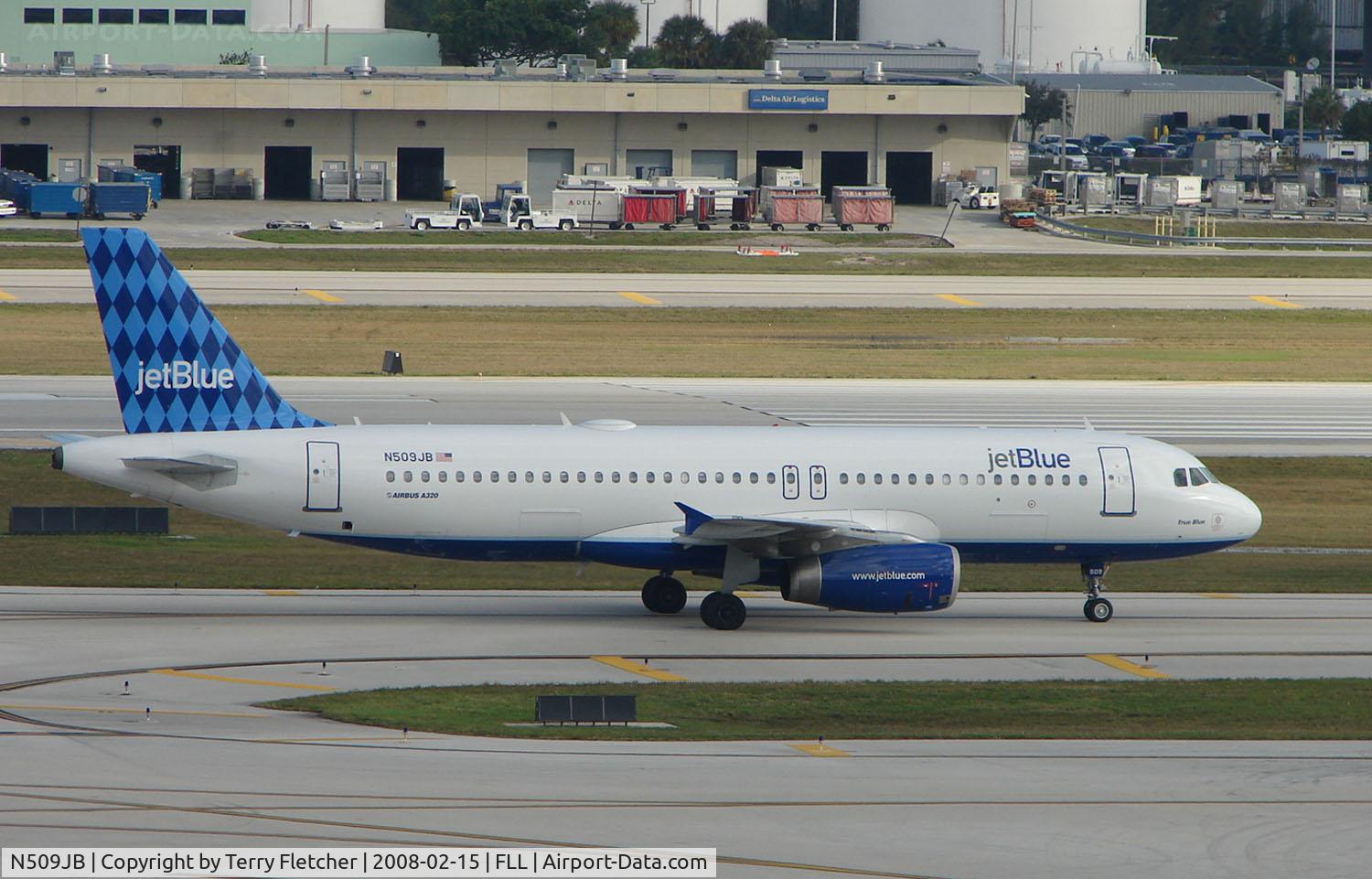 N509JB, 2000 Airbus A320-232 C/N 1270, Jetblue A320 taxies in at Ft. Lauderdale Int