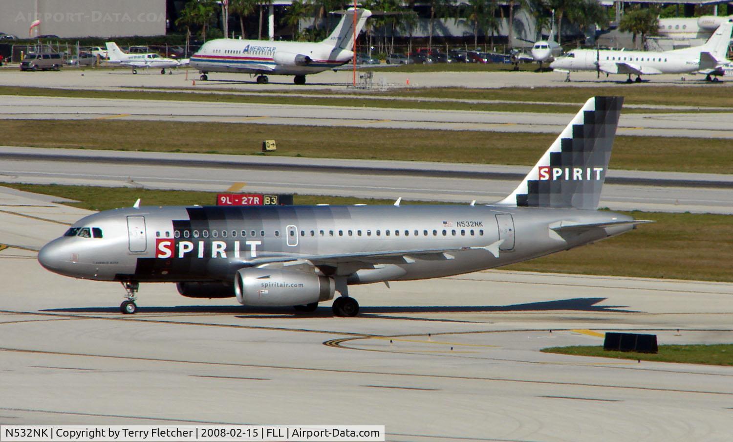 N532NK, 2007 Airbus A319-132 C/N 3165, The latest delivered A319 to Spirit at the time of photograph in Feb 2008