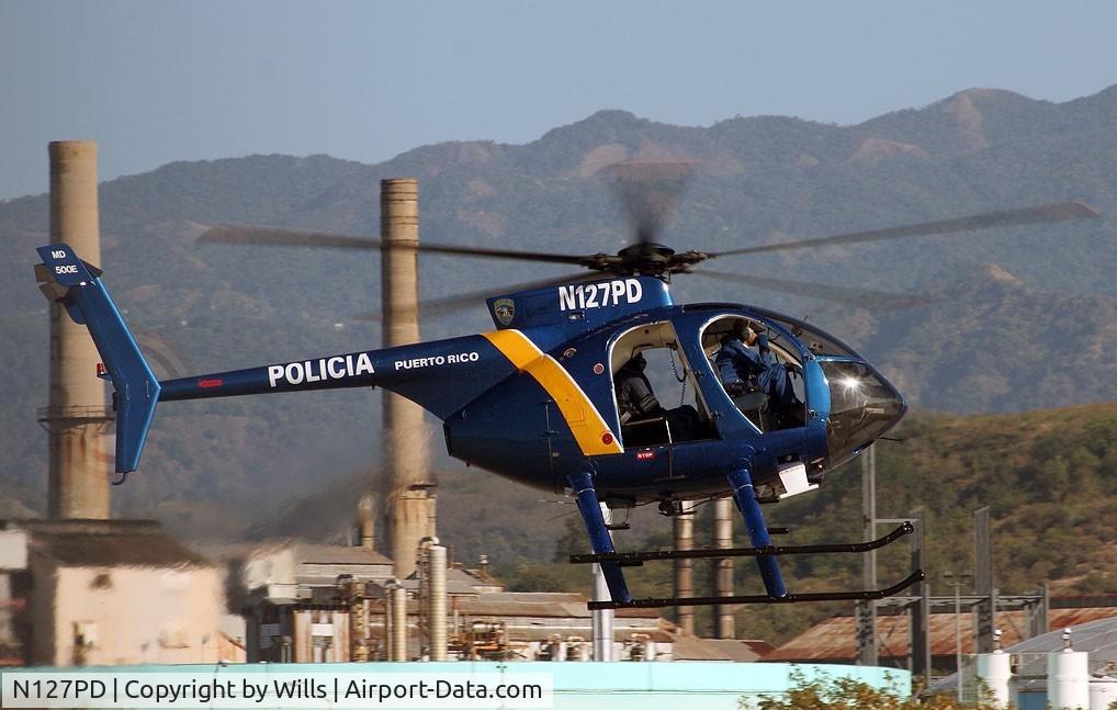 N127PD, 1992 McDonnell Douglas 369E C/N 0501E, Puerto Rico Police taking off for Patroling