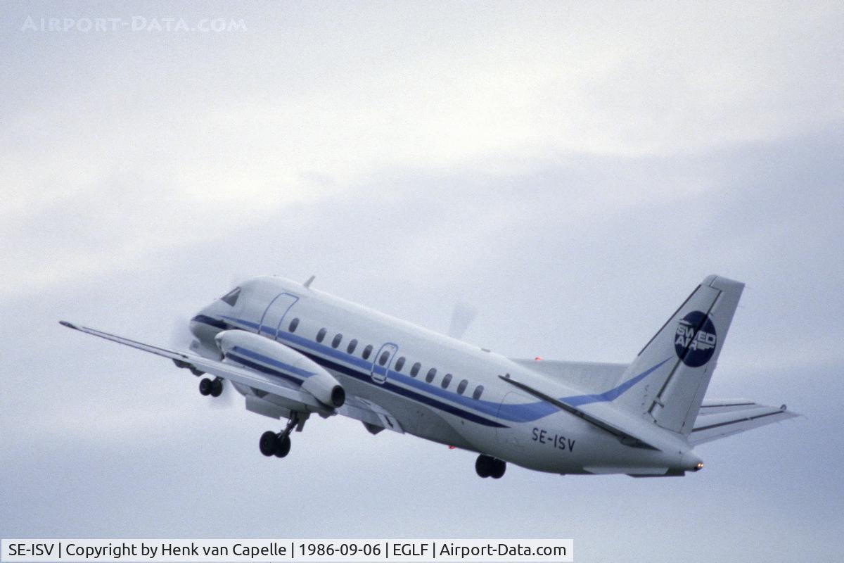 SE-ISV, 1985 Saab-Fairchild SF340 C/N 340A-045, Saab 340A in Swedair colours at Farnborough 1986.