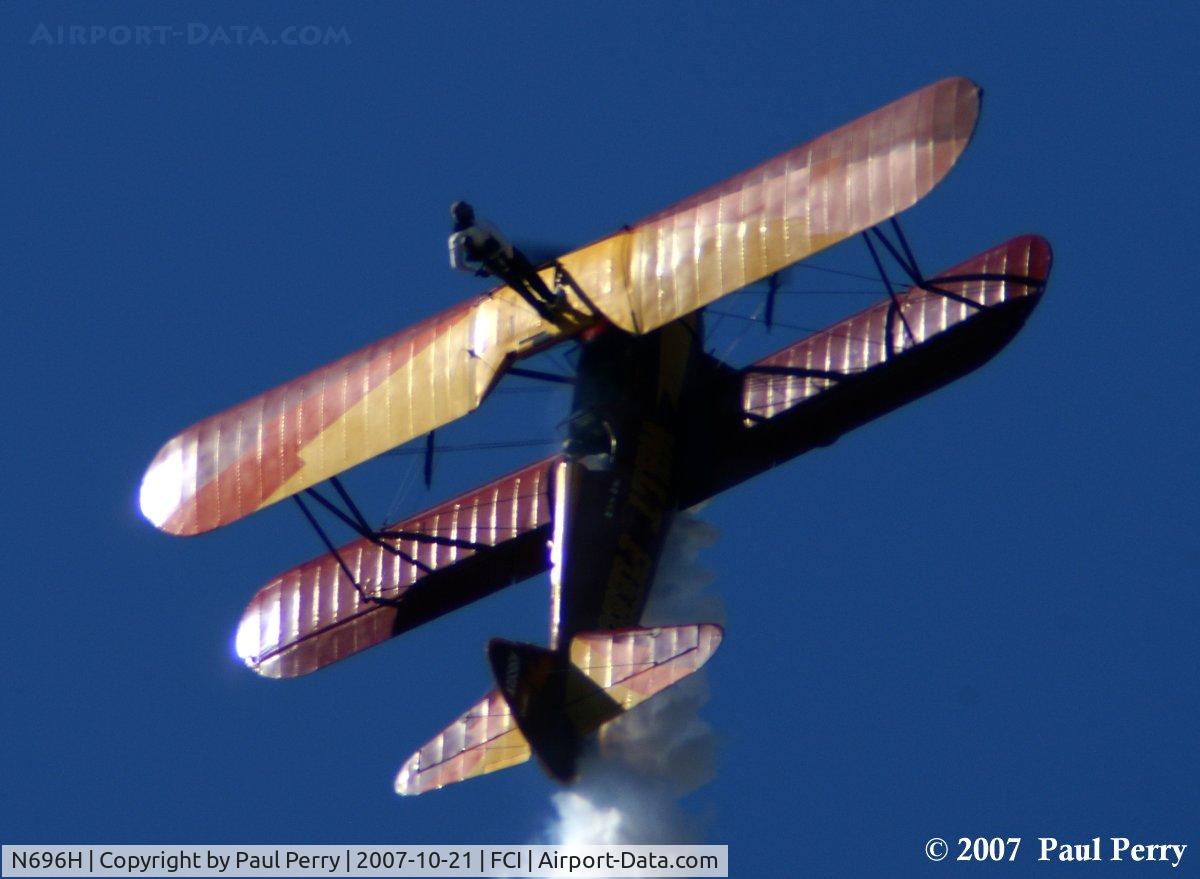 N696H, 1942 Boeing A75 C/N 75-3326, Climbing, with Nicole riding the wing