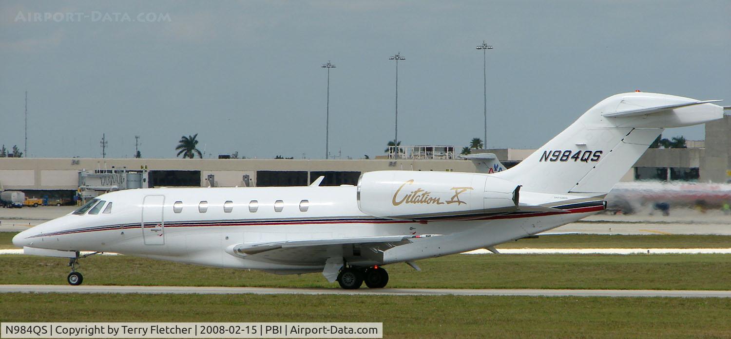N984QS, 1999 Cessna 750 Citation X C/N 750-0084, The business aircraft traffic at West Palm Beach on the Friday before President's Day always provides the aviation enthusiast / photographer with a treat
