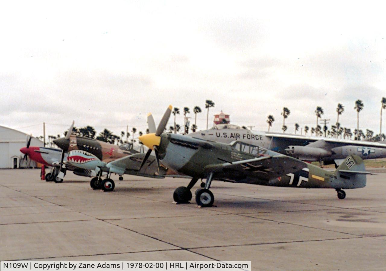 N109W, Hispano HA-1112-M1L Buchon C/N 234, CAF Buchon (Spanish CASA built Me-109) at Harlingen with CAF P-40 and P-51