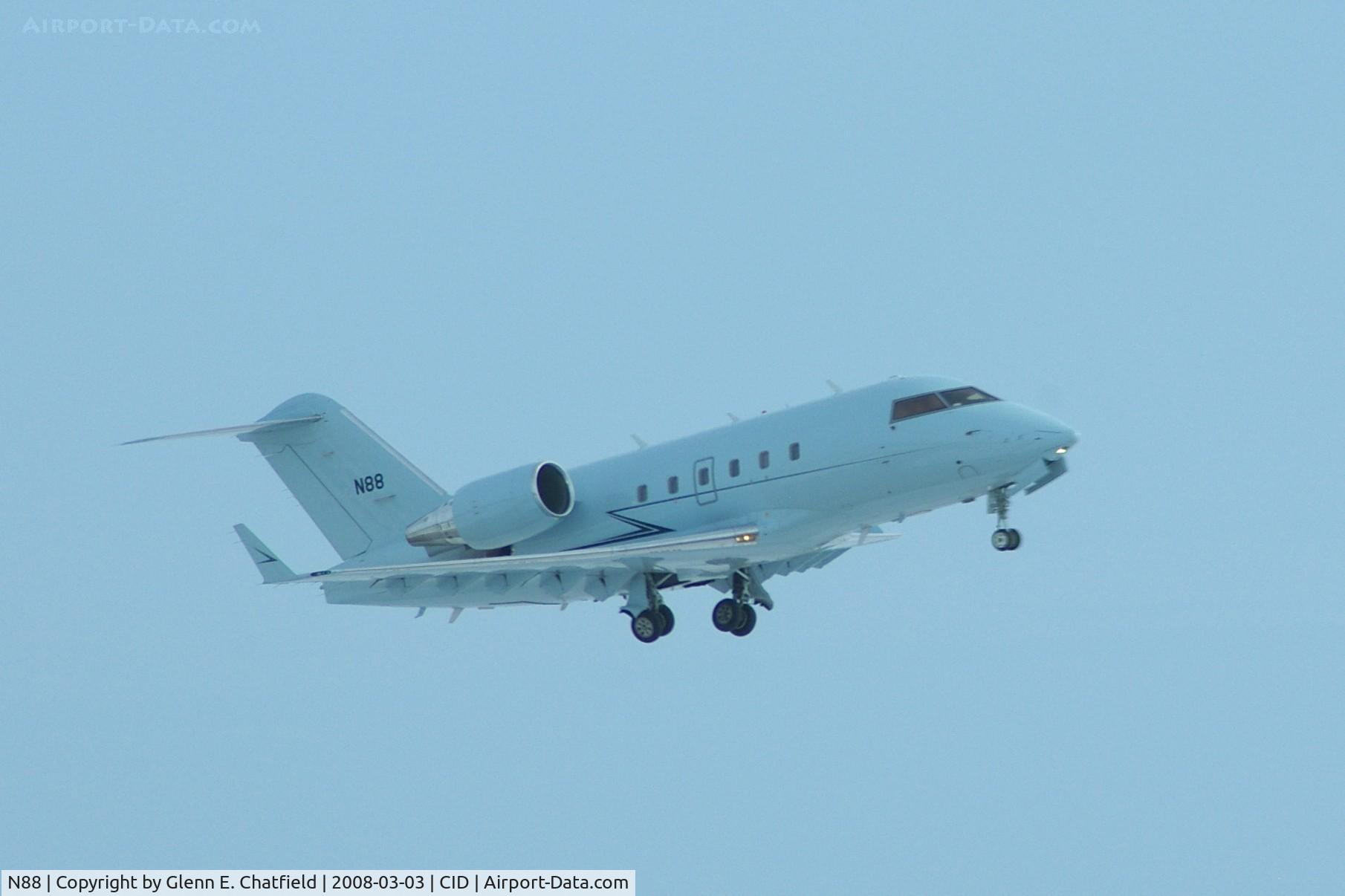N88, 2004 Bombardier Challenger 604 (CL-600-2B16) C/N 5588, Low approach on Runway 27, Flight Check 88.  Gear coming up.