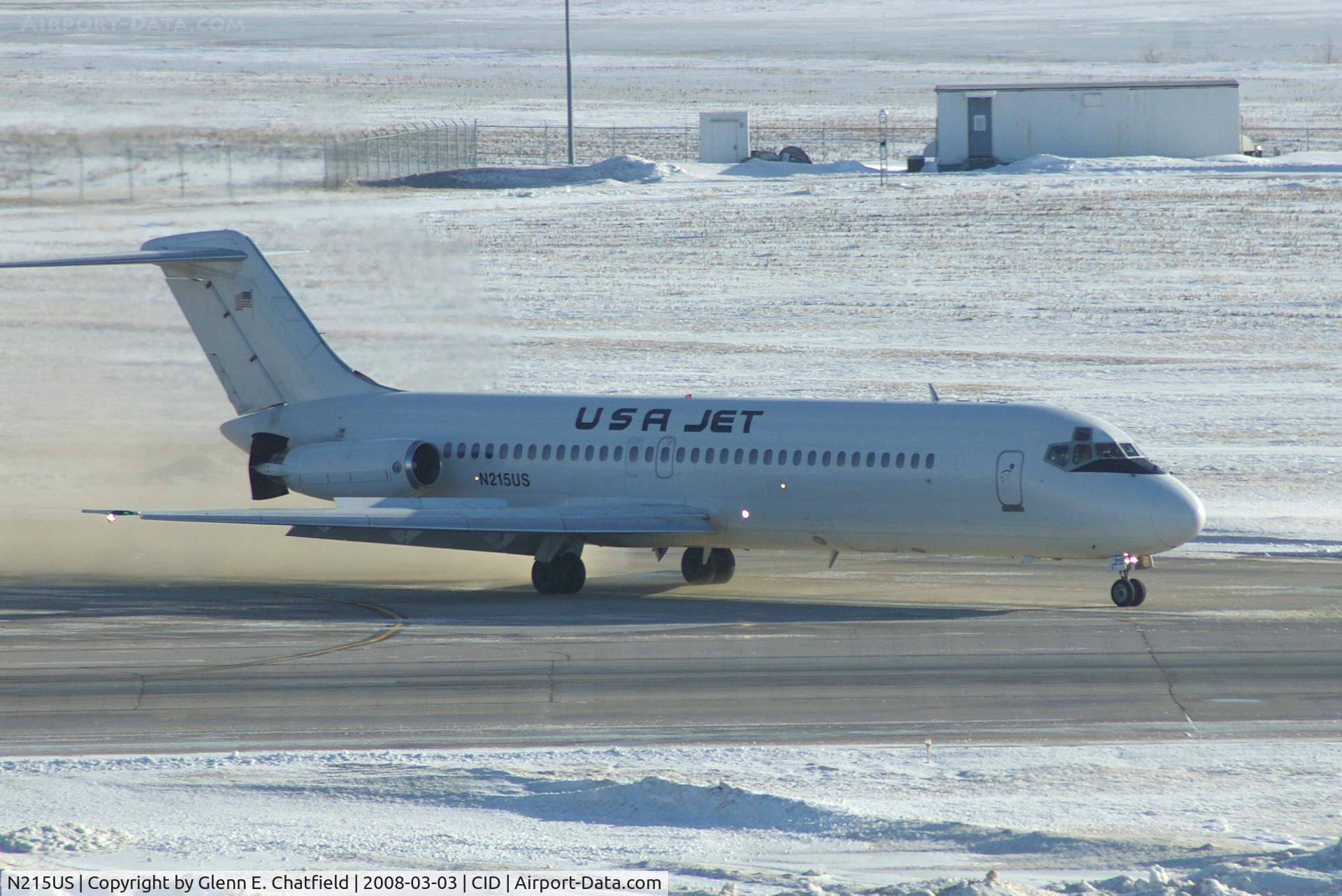 N215US, 1970 Douglas DC-9-32 C/N 47480, Jet USA landing Runway 31, rolling across Runway 27