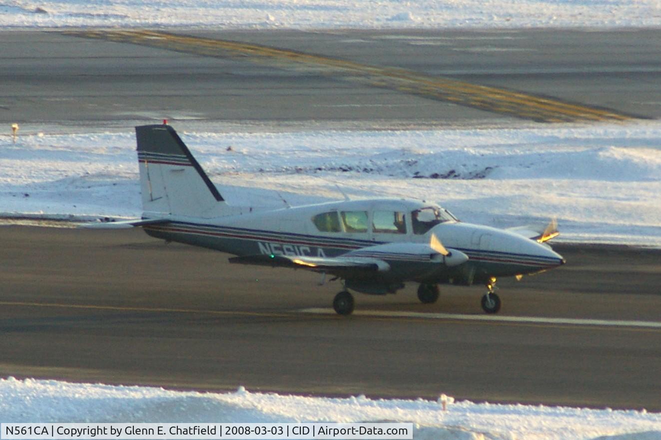 N561CA, 1976 Piper PA-23-250 Aztec C/N 27-7754005, Rolling out on Runway 31, just crossing Runway 27, at sunset