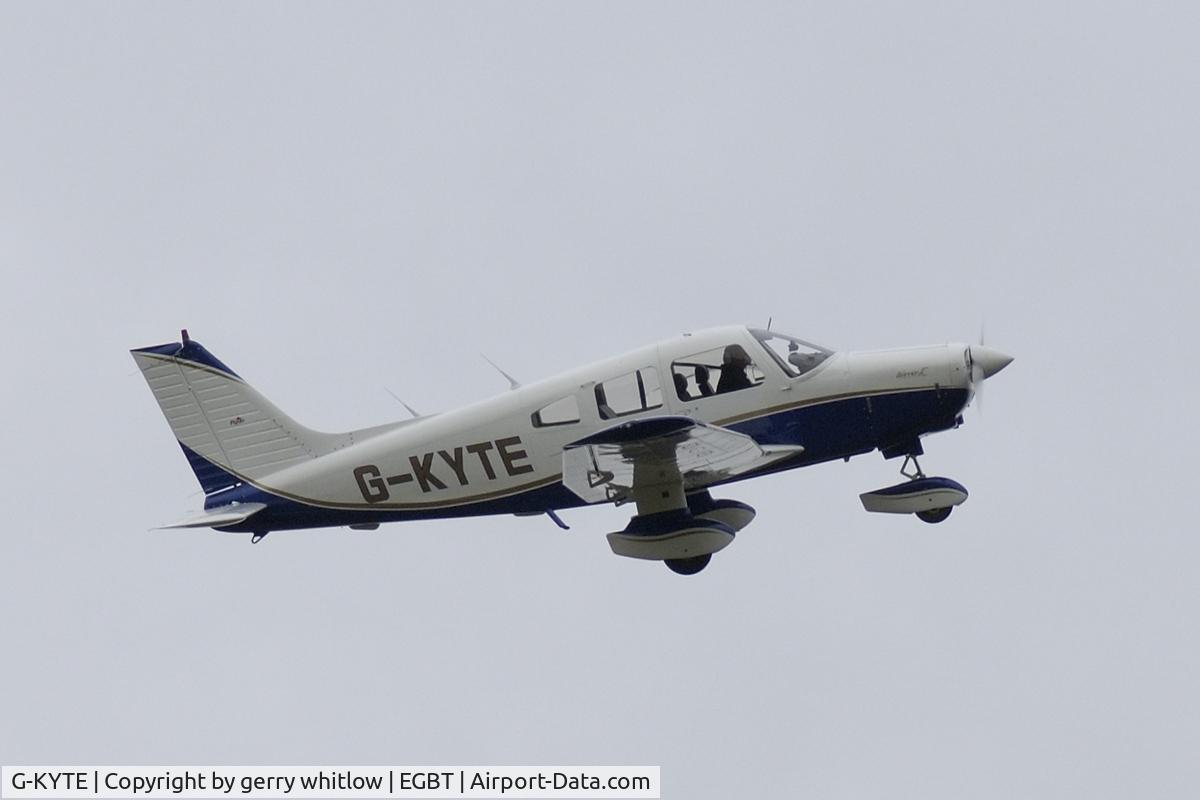 G-KYTE, 1982 Piper PA-28-161 Cherokee Warrior II C/N 28-8216043, just airborne after respray and re-register