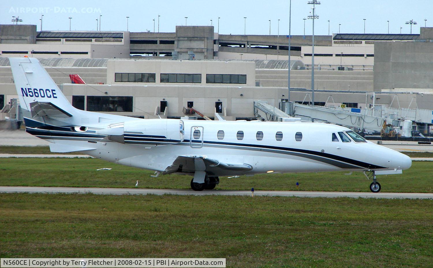 N560CE, 1998 Cessna 560XL Citation Excel C/N 560-5012, The business aircraft traffic at West Palm Beach on the Friday before President's Day always provides the aviation enthusiast / photographer with a treat