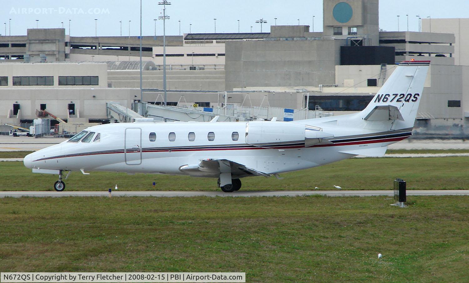 N672QS, 2006 Cessna 560XL C/N 560-5663, The business aircraft traffic at West Palm Beach on the Friday before President's Day always provides the aviation enthusiast / photographer with a treat