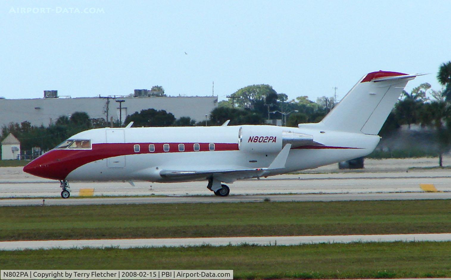 N802PA, 1986 Canadair Challenger 601 (CL-600-2A12) C/N 3050, The business aircraft traffic at West Palm Beach on the Friday before President's Day always provides the aviation enthusiast / photographer with a treat