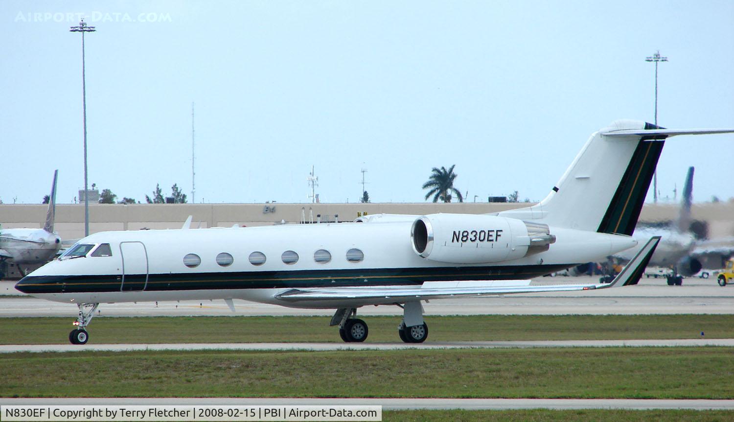 N830EF, 1987 Gulfstream Aerospace G-IV C/N 1023, The business aircraft traffic at West Palm Beach on the Friday before President's Day always provides the aviation enthusiast / photographer with a treat