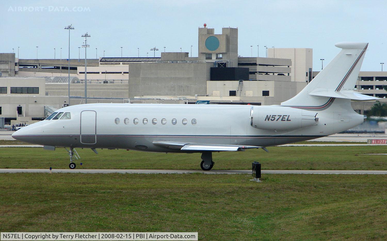 N57EL, 2005 Dassault FALCON 2000EX C/N 69, The business aircraft traffic at West Palm Beach on the Friday before President's Day always provides the aviation enthusiast / photographer with a treat